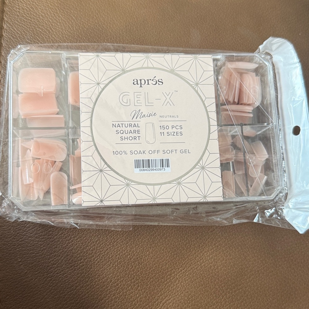 Brand New! Aprés Gel-X Natural Square Short Nail Tips. Color is Maisie